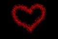 Red heart icon isolated on black background